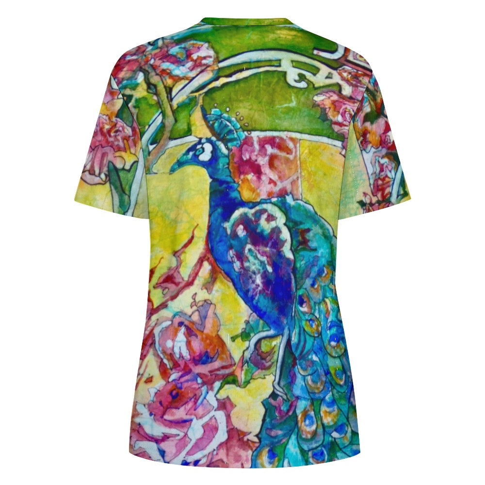 Batik Peacock Ladies Shirt Cotton T-Shirt