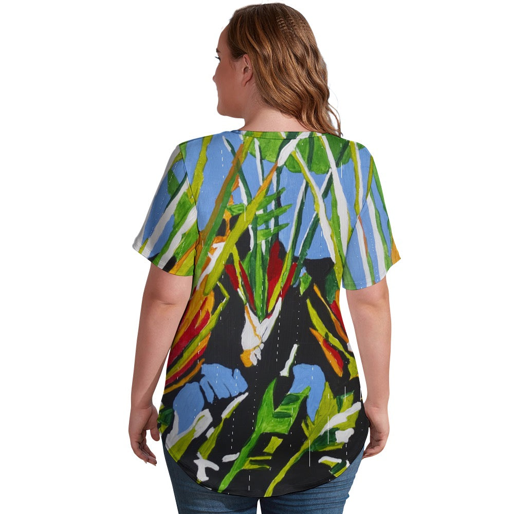 Kauai Botanicals Ladies shirt V-Neck Loose