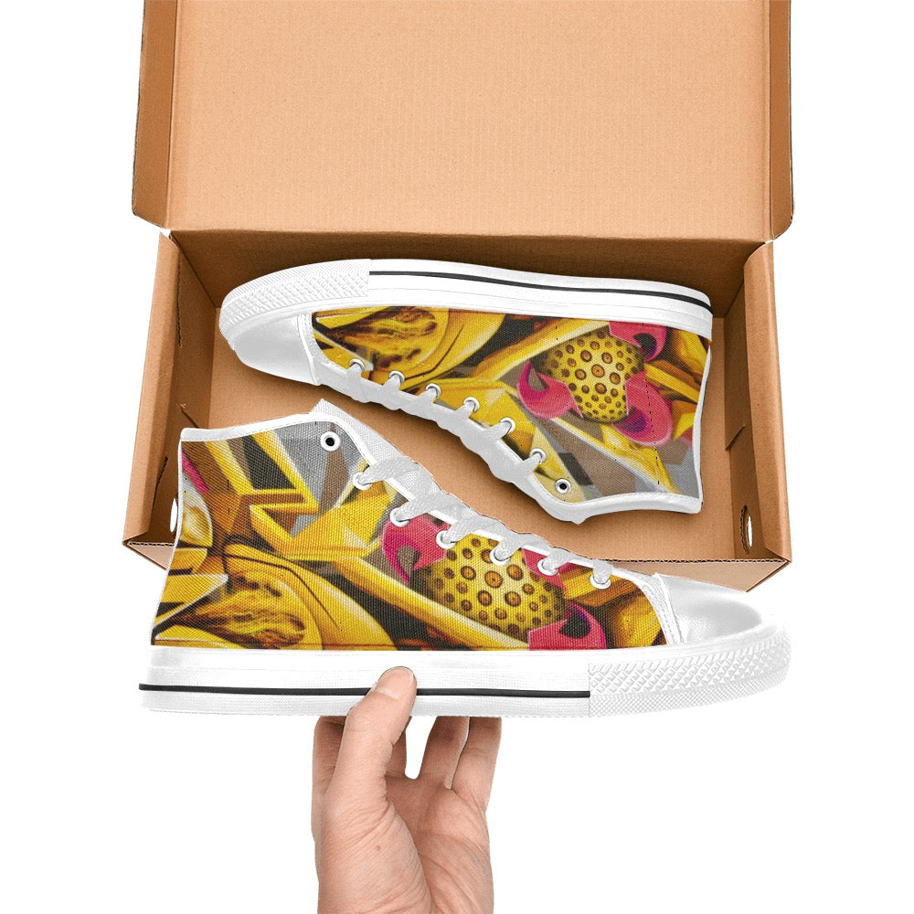 Graffiti Ball Ladies Shoes High Top Canvas