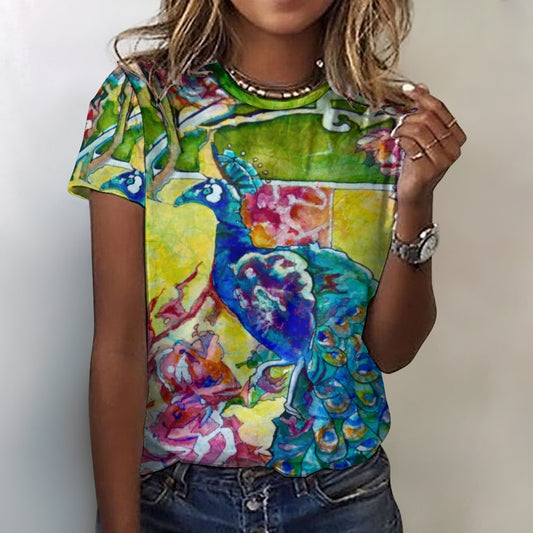 Batik Peacock Ladies Shirt Cotton T-Shirt