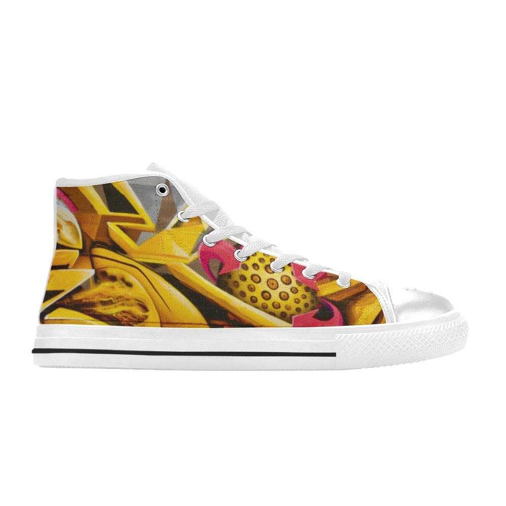 Graffiti Ball Ladies Shoes High Top Canvas