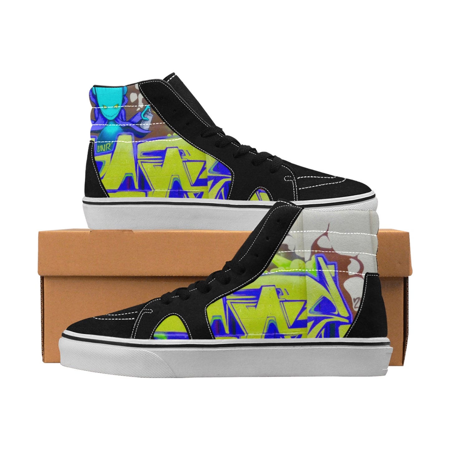 Graffiti Blue Man Men's shoes High Top Canvas