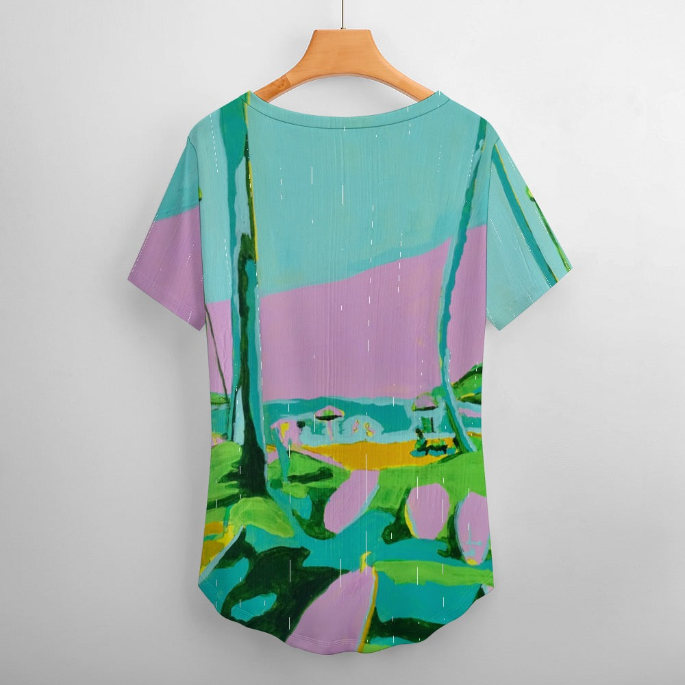 Kauai Beach Ladies Shirt V-Neck Loose