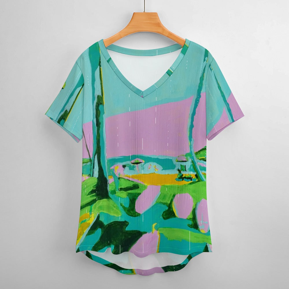 Kauai Beach Ladies Shirt V-Neck Loose