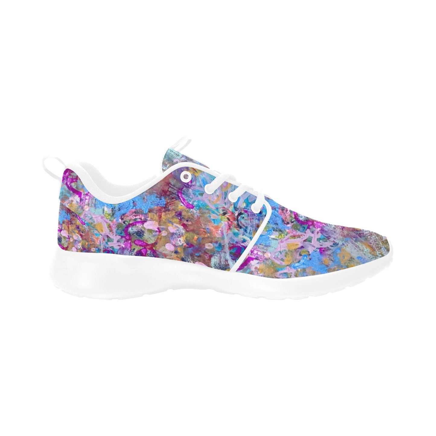 Floral Blue ladies Shoes Pull Loop Sneakers