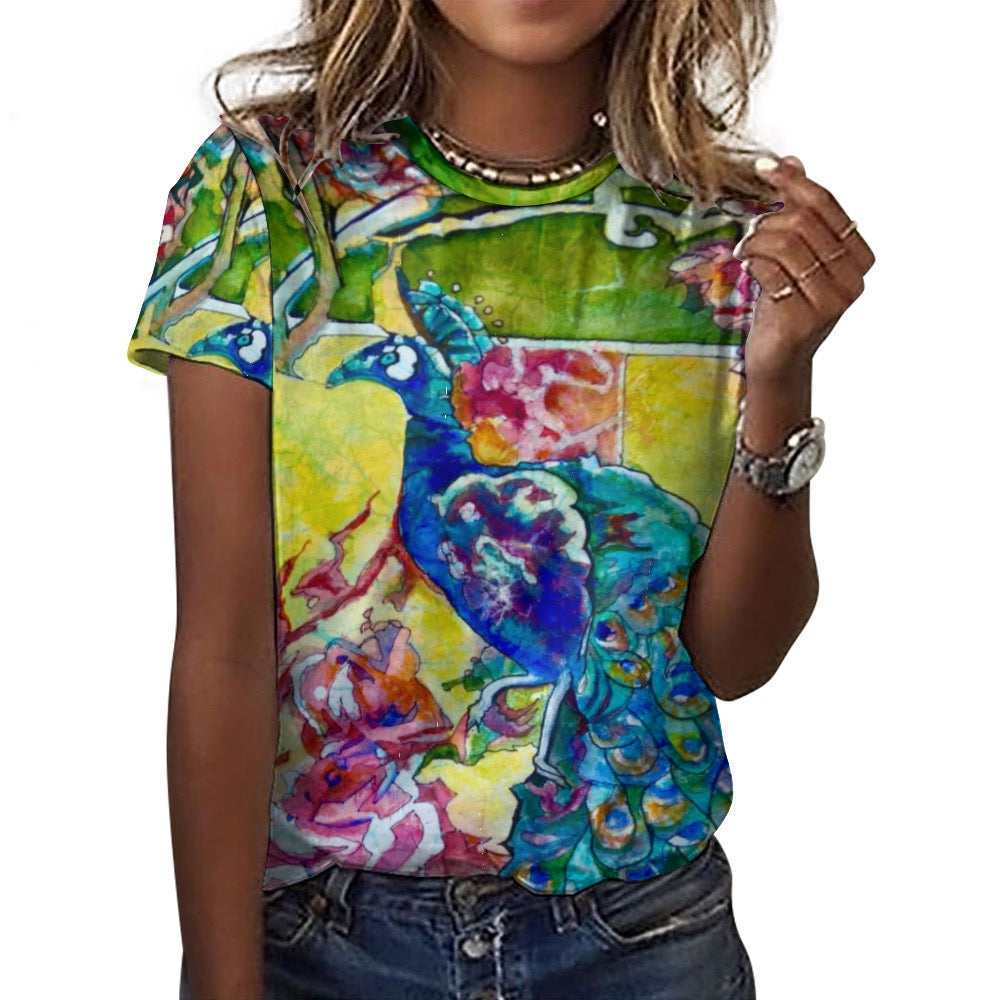 Batik Peacock Ladies Shirt Cotton T-Shirt