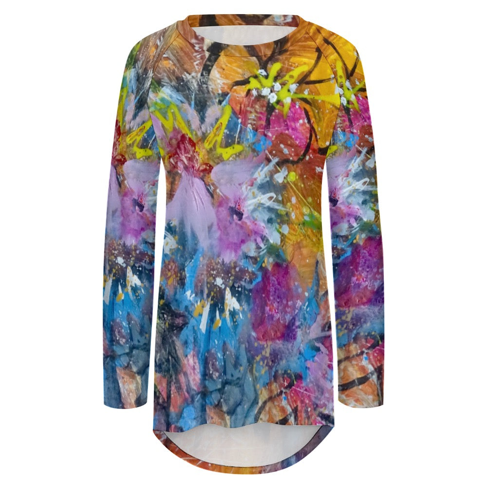 Floral ladies shirt Long Crew Neck LS