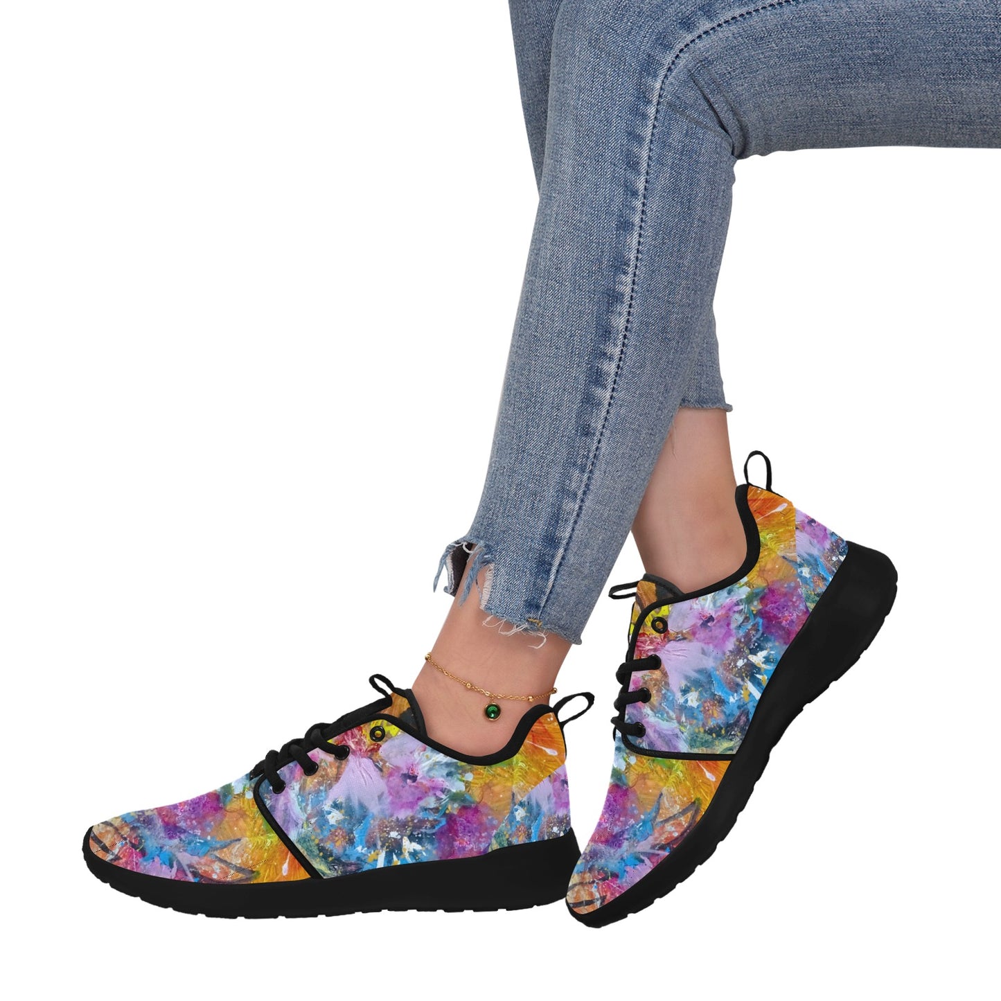 Floral Ladies Shoe Pull Loop Sneakers