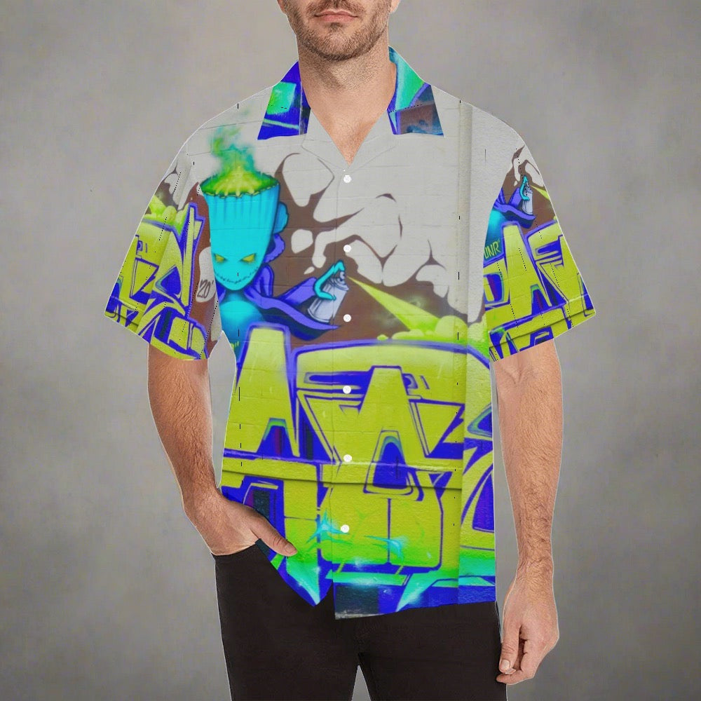 Graffiti Blue man Men's Hawaiian Shirt