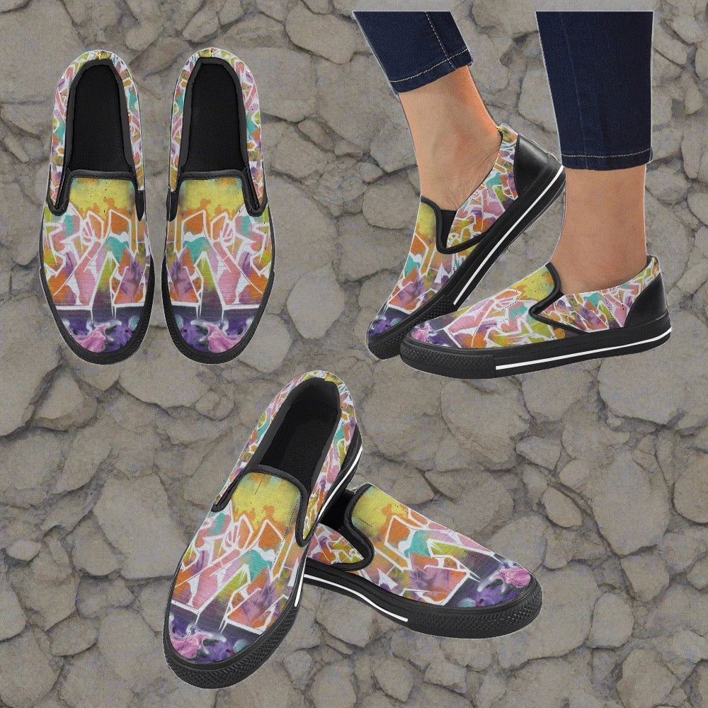 Graffiti City Ladies Shoes Slip-on Canvas