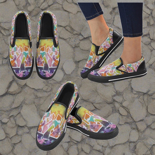 Graffiti City Ladies Shoes Slip-on Canvas