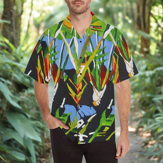 Kauai Botanical fan Leaves Men's Hawaiian Shirt