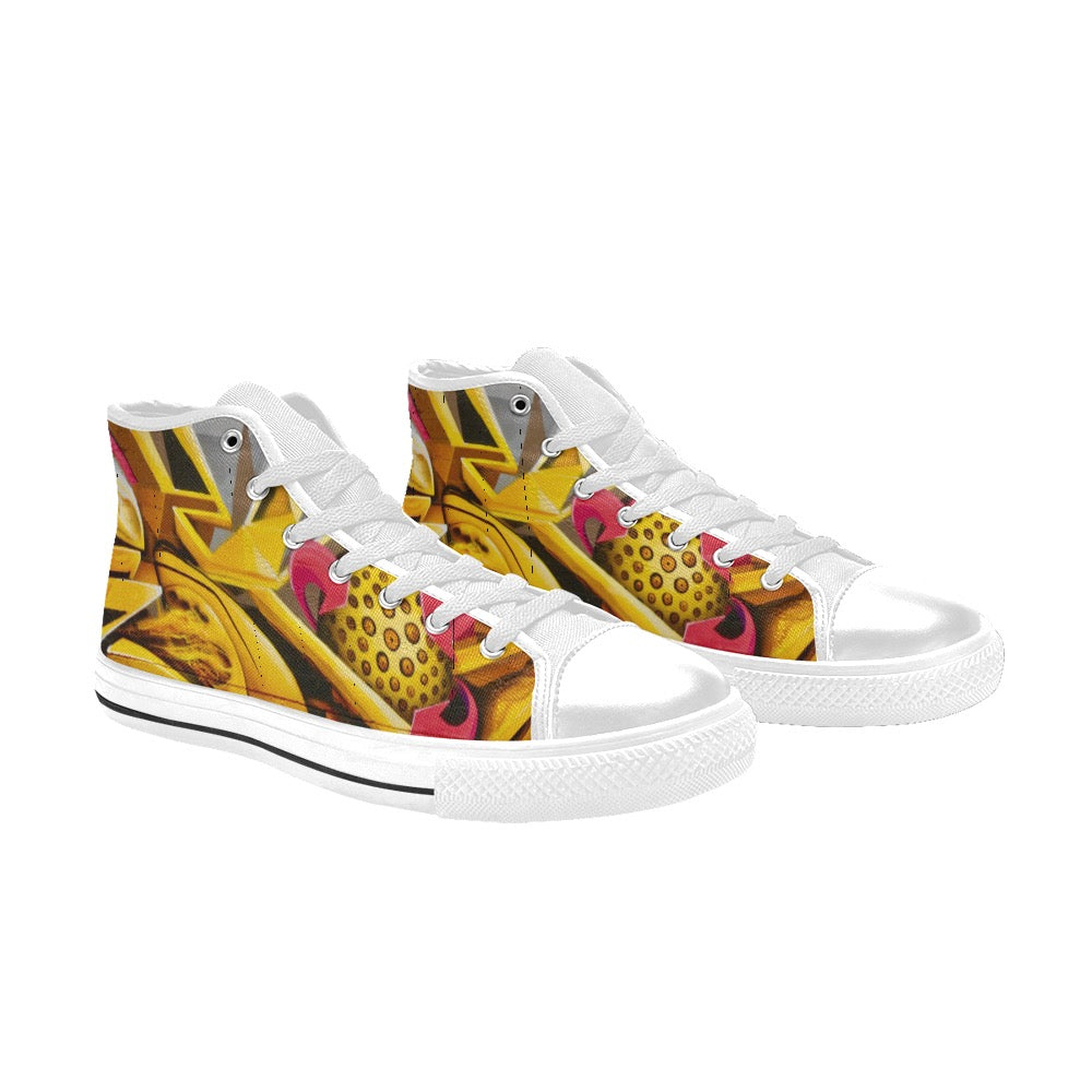 Graffiti Ball Ladies Shoes High Top Canvas