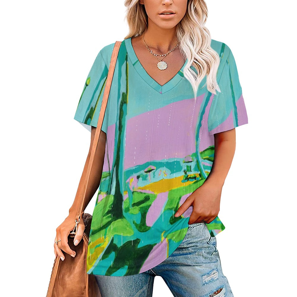 Kauai Beach Ladies Shirt V-Neck Loose