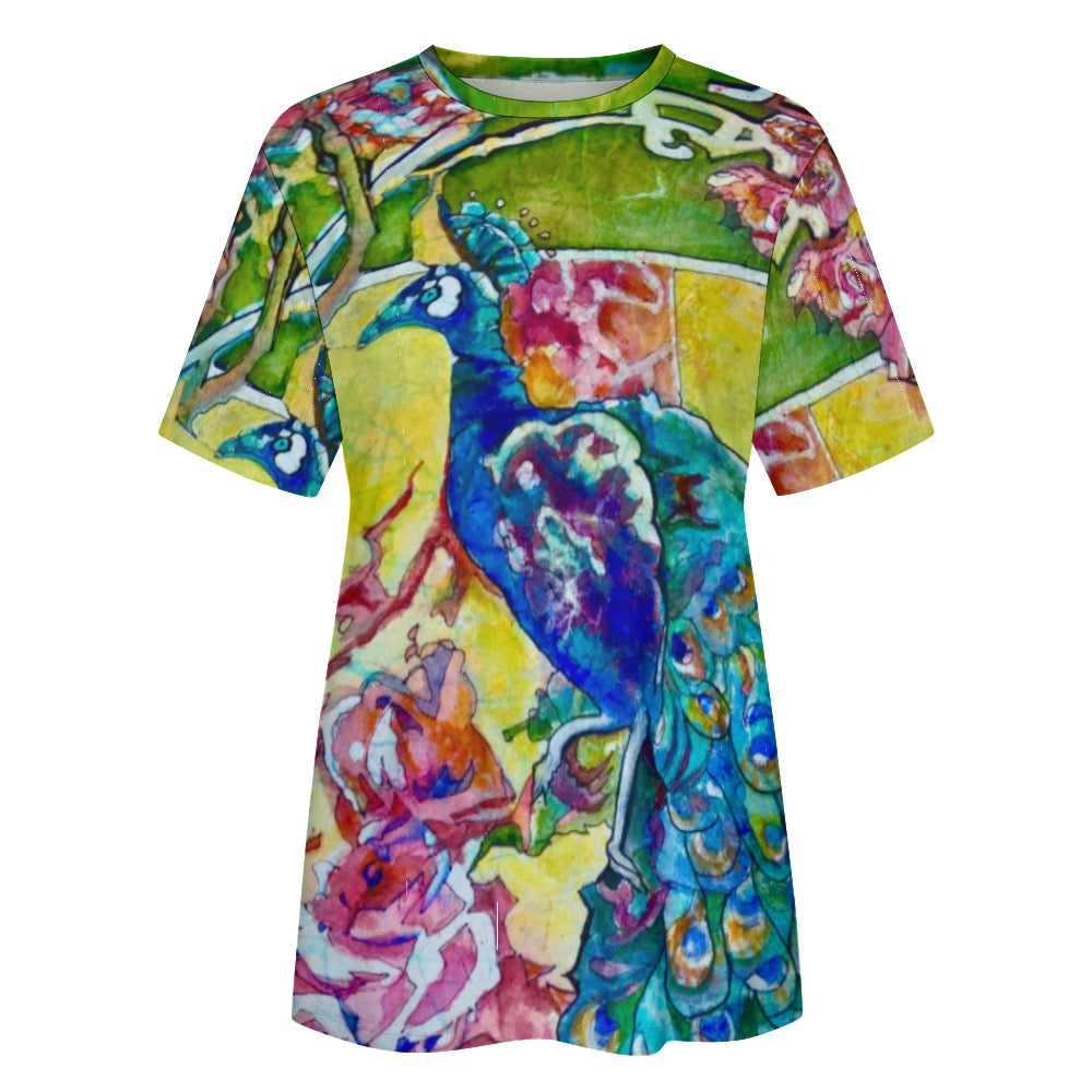 Batik Peacock Ladies Shirt Cotton T-Shirt