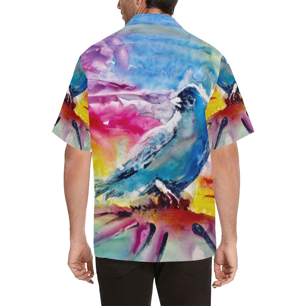 Men's Hawaiian Shirt Rainbow Bird