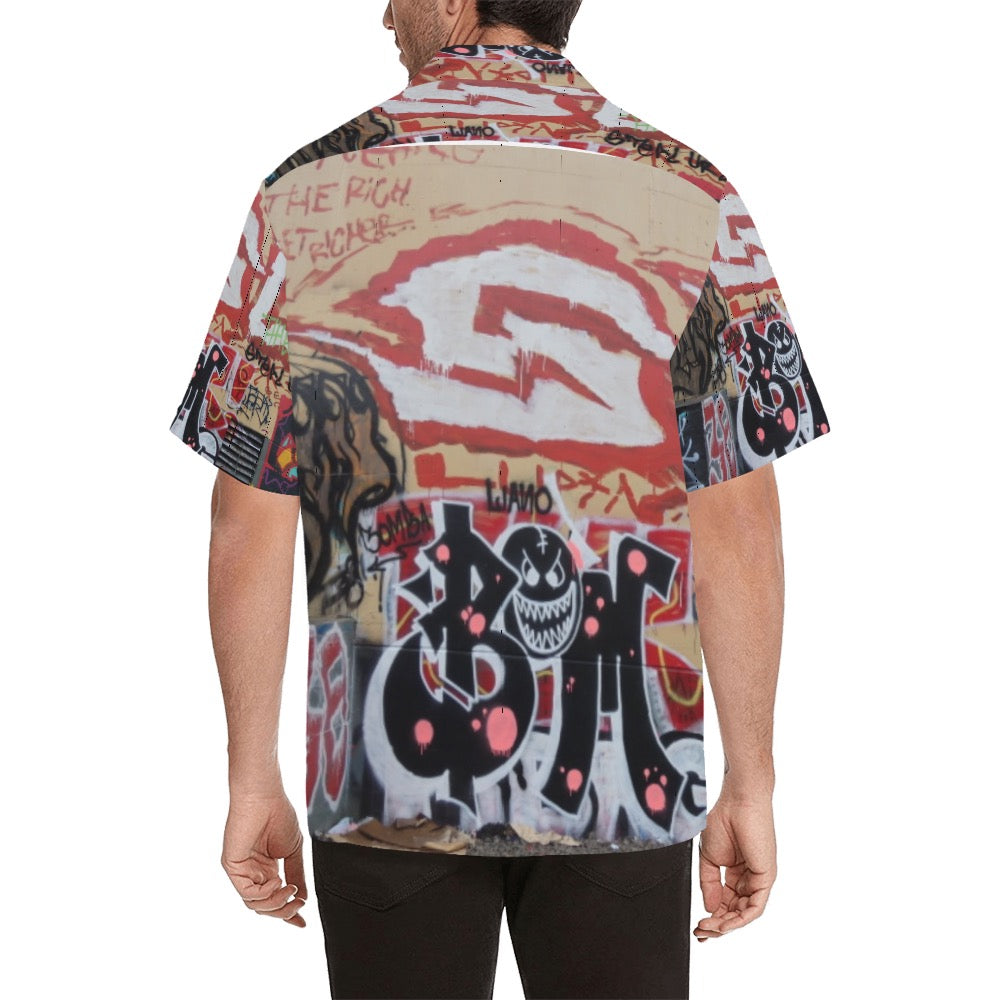 Graffiti Black Smily Men's Hawaiian Shirt