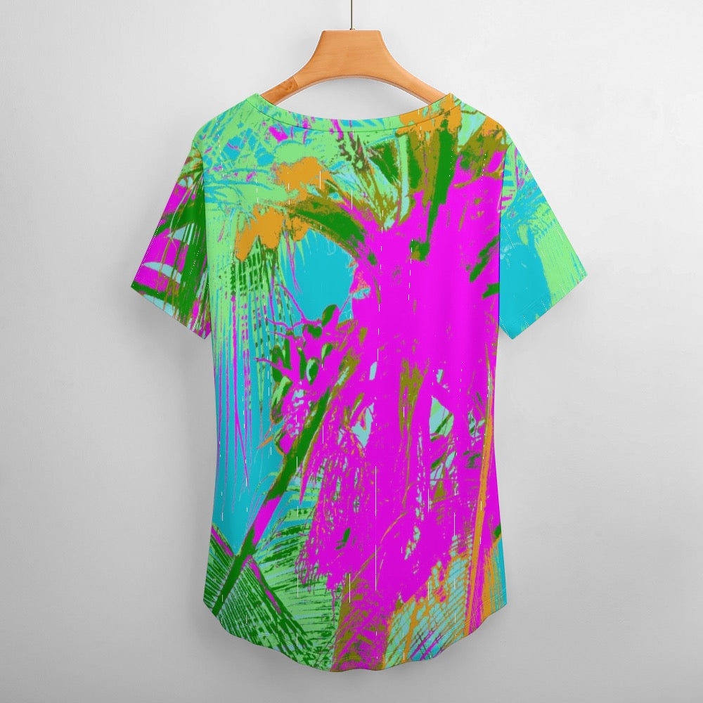 Kauai Neon Ladies V-Neck Loose T-Shirt