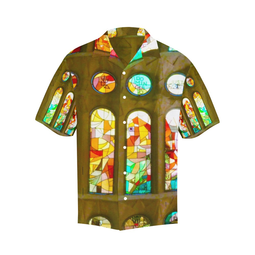 Gaudi Stained Glass Men's Hawaiian Shirt