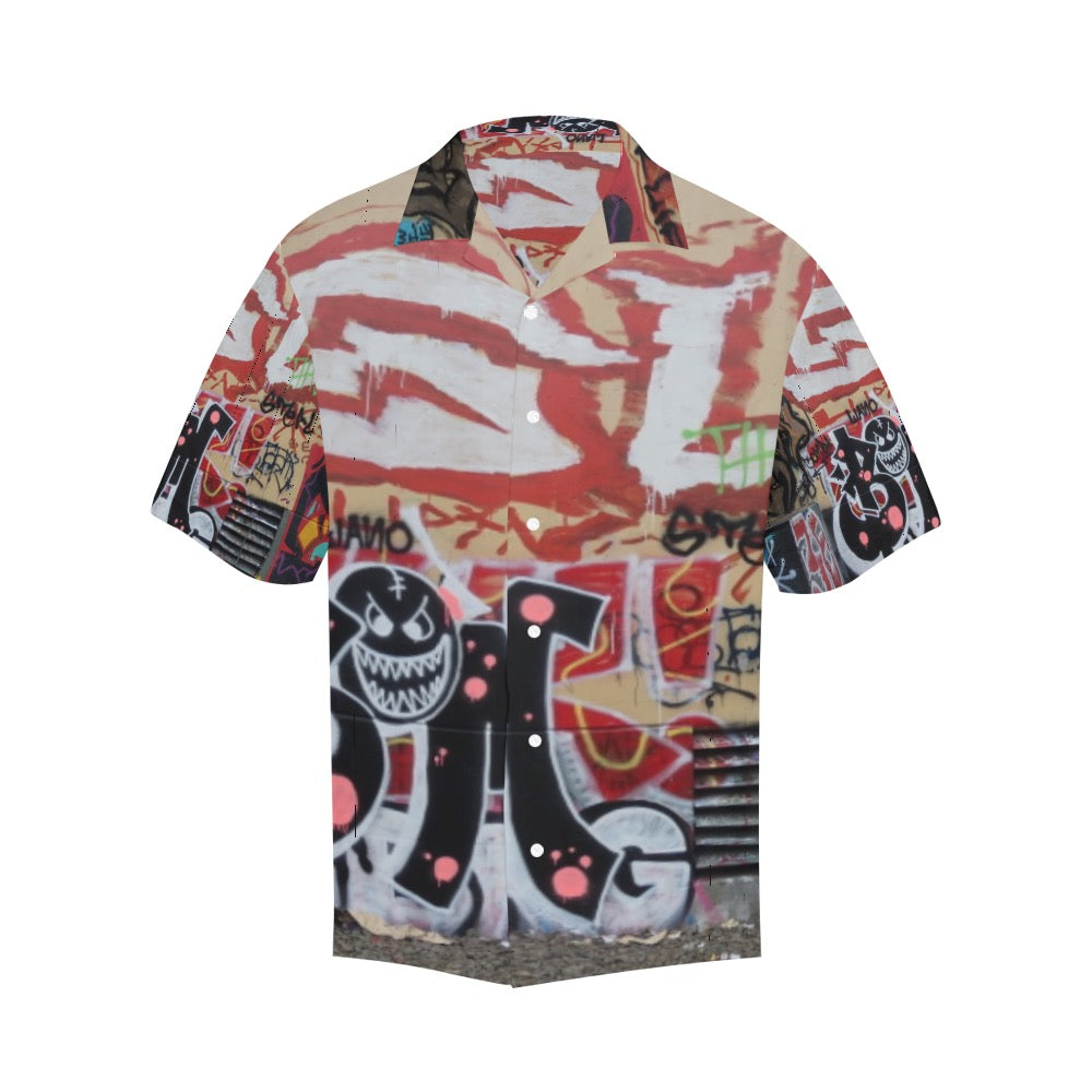 Graffiti Black Smily Men's Hawaiian Shirt