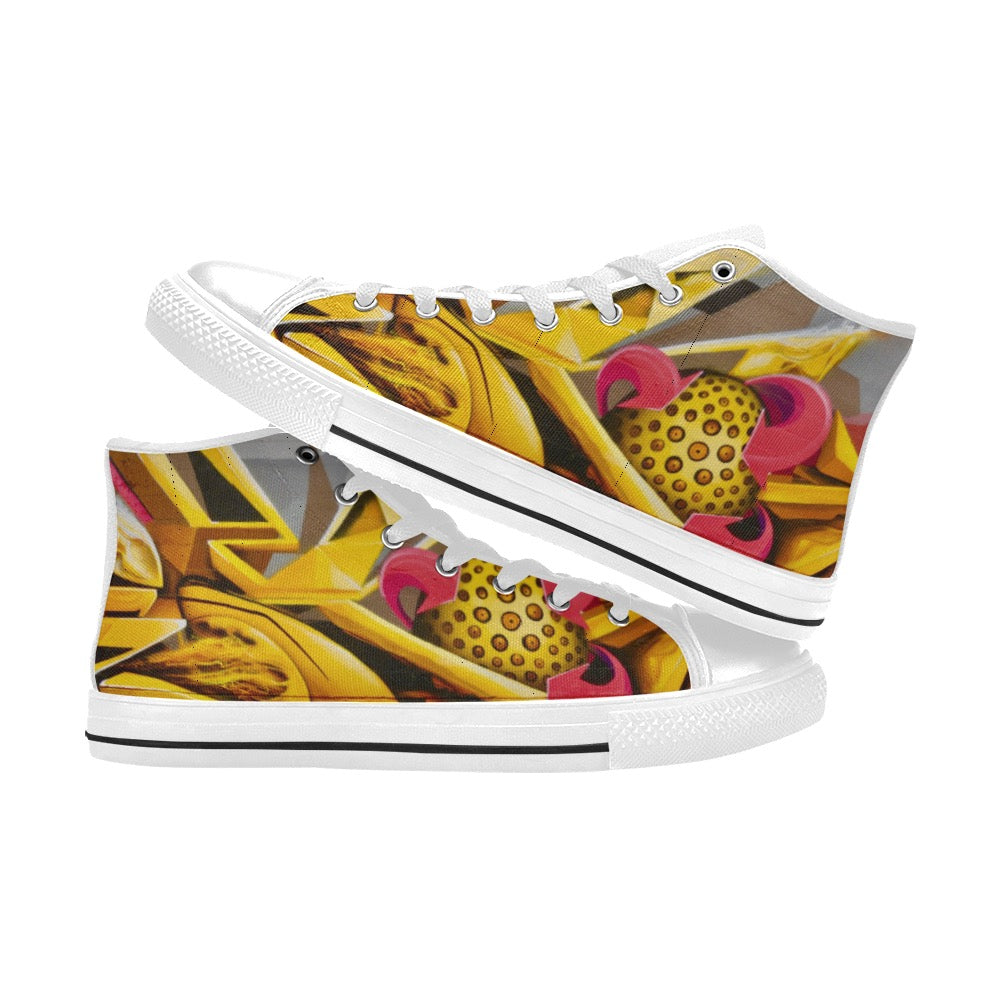 Graffiti Ball Ladies Shoes High Top Canvas