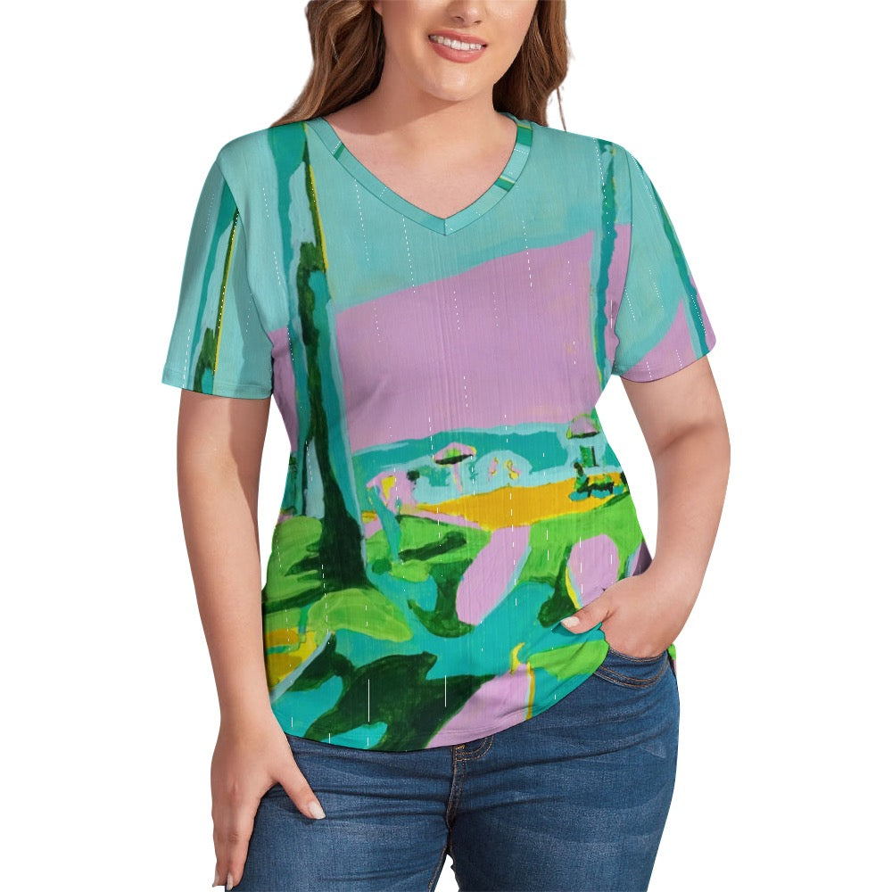 Kauai Beach Ladies Shirt V-Neck Loose