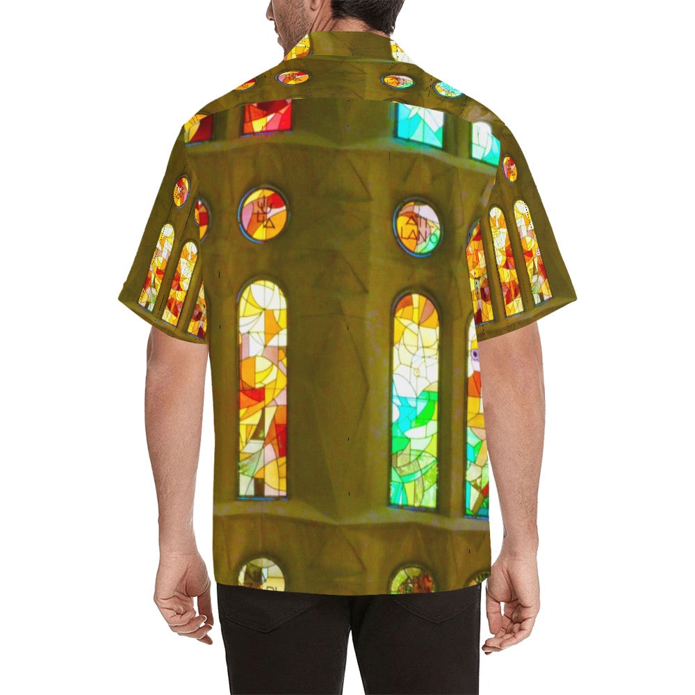 Gaudi Stained Glass Men's Hawaiian Shirt