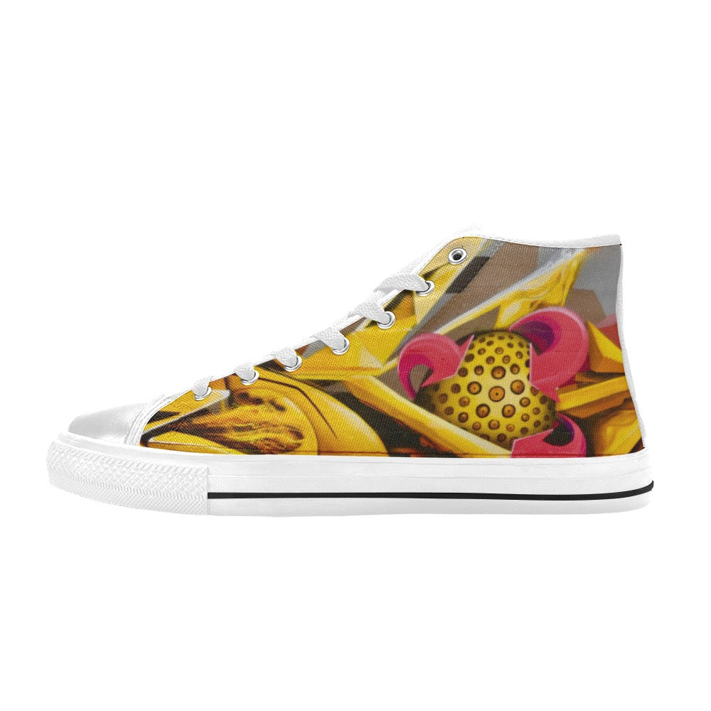 Graffiti Ball Ladies Shoes High Top Canvas